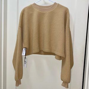 Aritzia Sunday Best Lupa Sweater Crop Fuzzy Tan M